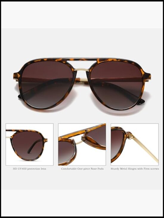 Polarized Aviator Sunglasses Big Frame Retro Vintage 70s Style